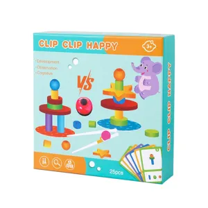 Kids clip stacking puzzle toy educational board game parent-child interactive building blocks