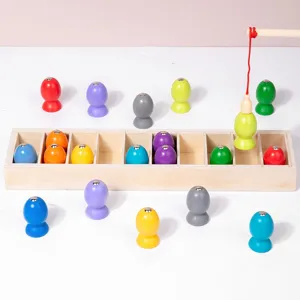 Wooden magnetic fishing color matching game toy for kids early education cognitive