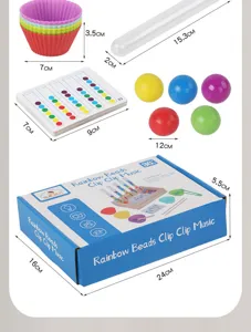 Kids Montessori Wooden Bead Clip Game Color Sorting Educational Toy Details Size