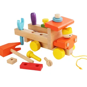 Wooden assembling screw truck early education puzzle children learning toy vehicle set