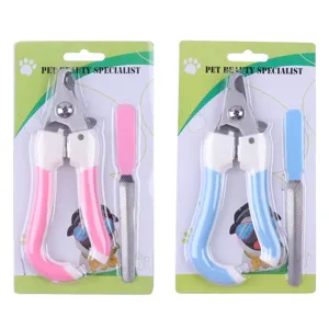 Pet nail clipper set with stainless steel scissors and nail file for cats and dogs grooming tool.