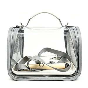Transparent pet bird carrier bag portable breathable outdoor travel cage for small parrots.