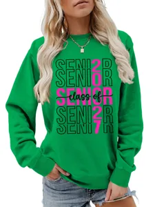 Klasse von 2027 Senior Damen grüne lässige Sweatshirt Langarm Pullover Top modisch