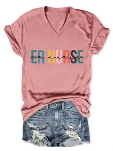 Women V-Neck Short Sleeve Casual T-Shirt paired with denim shorts for stylish everyday wear.