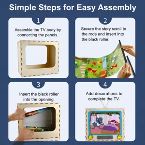 DIY wooden storytelling box toy for kids, creative assembly educational toy, early learning play.