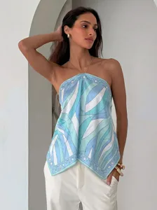 Sommer Mode sexy bedruckt Halfter Riemen rückenfreies Crop Top Damen stilvolle Kleidung