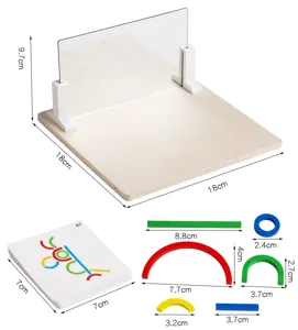 Children educational mirror geometric puzzle toy Montessori wooden teaching aid sets