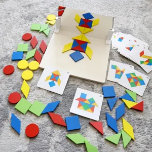 Kids Educational Mirror Geometric Puzzle Montessori Wooden Tangram Learning Toy Kids Spatial Cognition Training Game Gift