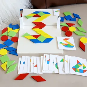 Wooden mirror tangram puzzle toys kids educational geometric shape learning games