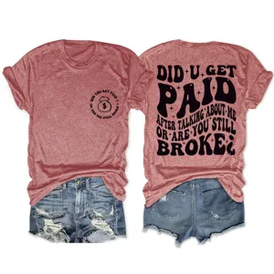 Maglietta casual da donna girocollo a maniche corte con stampa di lettere top streetwear.