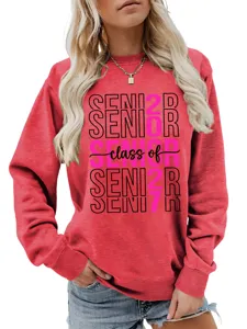 Damen 2027 Abschluss Sweatshirt Langarm Rundhals Pullover Casual Oberteil Top Mode