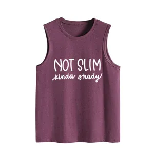 Damen lässiges lockeres ärmelloses Tanktop mit Buchstabendruck, bequemes Sommer Basic Weste.