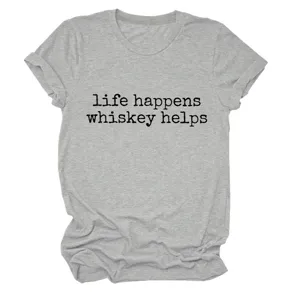 Graues Damen T-Shirt mit Rundhalsausschnitt kurzer Ärmel und witzigem Spruch Sommer
