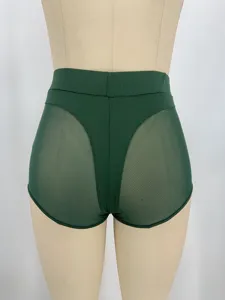 Plus size high waist mesh patchwork tight yoga sports shorts for women active wear workout