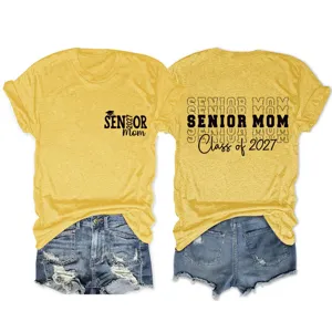 Senior mom class of 2027 t-shirt casual women round neck short sleeve tee top apparel