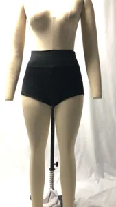 Mujer cintura alta negro pantalones cortos ajustados yoga deporte fitness vientre plano