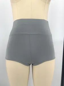 Pantalones cortos de yoga cintura alta mujer gris fitness gimnasio deporte sexy ajustados