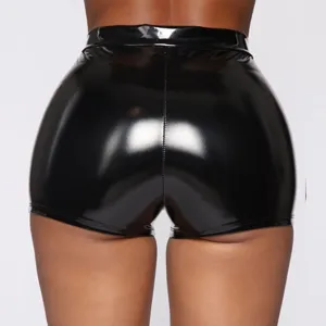 Women high waist faux leather shorts sexy slim fit PU hot pants streetwear clubwear apparel