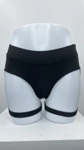 Sexy black high waist booty lift shorts with leg straps fashion athletic gym hot pants.