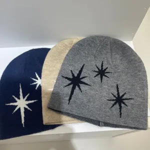 Gorro de punto de estilo coreano otoño invierno lana cálida con diseño de estrellas