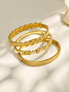 Eleganter Edelstahl PVD vergoldet Kristall Blumen Armreif modischer Schmuck Damen