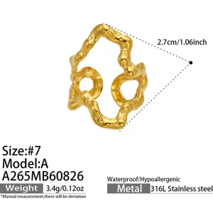 Gold plated stainless steel irregular ring minimalist geometric fashion women jewelry ring