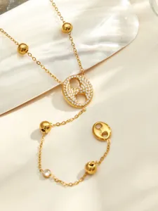 Collier ras du cou gland en zircon doré style designer de luxe élégant bijoux mode femme