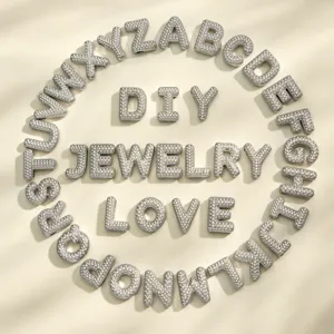 Colgante de letras de circonita DIY de acero inoxidable collar de oro de 18k joyería