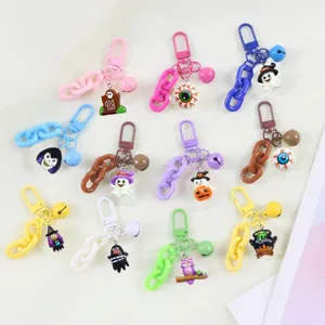 Halloween resina llavero lindo fantasma calabaza cráneo bolsa colgante color caramelo regalo