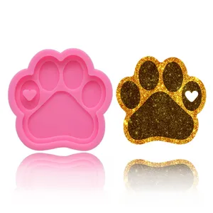 Molde de silicona con huella de pata DIY resina epoxi de cristal llavero de garra de oso bolso