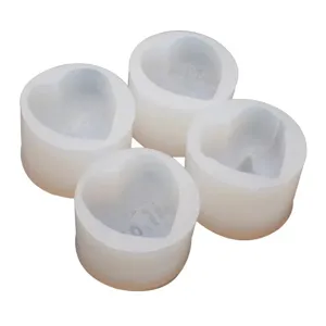 Set of 4 heart-shaped silicone molds for DIY baking, handmade soap, chocolate, and candle making.