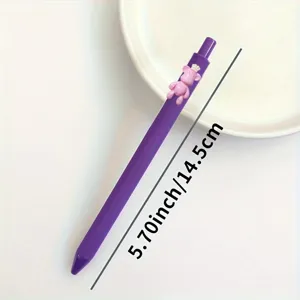 Cute purple gel pen with a lovely crown bear resin patch, size 5.70 inch writing pen tool.