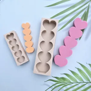 5 Hohlräume Herz Silikonform DIY 3D Geometrische Liebe Säule Kerze Backform Seife Schokolade Fondant Kuchen Dekorationswerkzeug