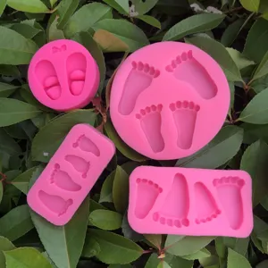 Rosa Silikon Baby Fußabdruck Form Set für Kuchendekoration Schokolade Ton Kunsthandwerk.