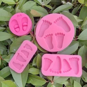 Silikon Fußabdruck Kuchen Dekoration Form Fondant Schokolade Weiche Ton DIY Backwerkzeug Pink Süße Baby Fuß Abdruck Handwerk Formen