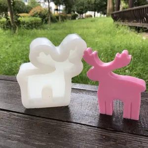Molde de silicona de ciervo navideño para fabricación de vela y yeso, herramienta de alce