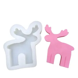 Molde de silicona reno de Navidad para vela y yeso, lindo alce herramienta horneado vista principal.