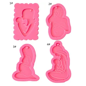 Stampo per Torta Fondente Madre Incinta in Silicone Stampo per Portachiavi in Resina Epossidica Fai da Te Strumento da Cucina per Cottura