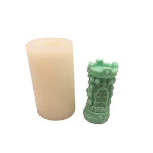 3D skull tower silicone mold for scented candle resin casting home decor crafts