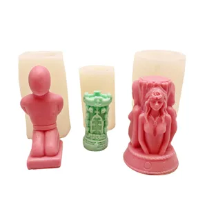 3D Silicone Candle Molds Gothic Tower Goddess Statue Epoxy Resin Plaster DIY Craft Making Tool
