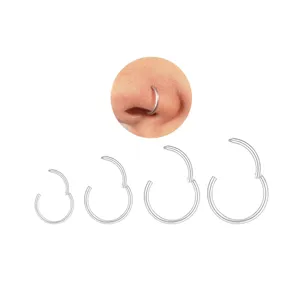 Edelstahl Klapp-Segmentring Nasenring und Ohrring Piercing Schmuck Detailansicht.