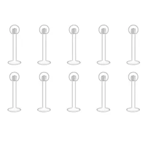 Transparent flexible body piercing retainer studs labret lip ear piercing jewelry set 10pcs