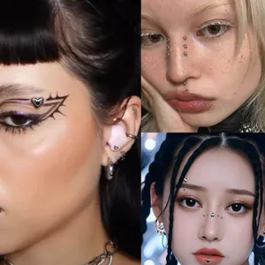 Y2K adesivi per viso strass metallici stella cuore trucco per feste decorazioni artistiche
