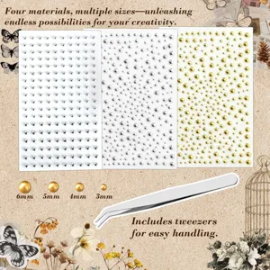 Detail shot of self-adhesive face and body rhinestone sticker sheets with included tweezers.