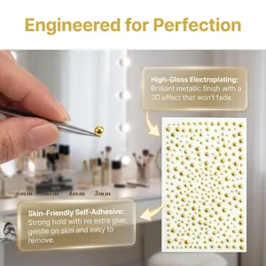 Self-adhesive face body rhinestone stickers set with professional tweezers for makeup.