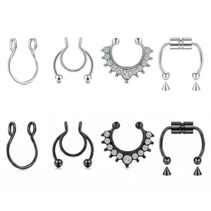 Set di gioielli per piercing magnetico finto set di anelli per setto naso ferro di cavallo