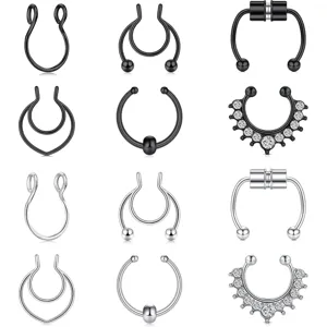 Set di finti anelli per setto, anelli da naso magnetici in acciaio e gioielli piercing ferro di cavallo.