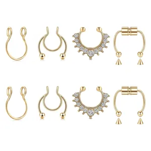Anello setto finto oro anelli naso magnetici nessun piercing gioielli corpo set donna