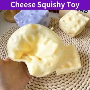 Simulation Käse Squishy Spielzeug Stressabbau Quetschspielzeug Weiches TPR Handgefertigtes Käsemodell Für Erwachsene Jugendliche Büro Täglich