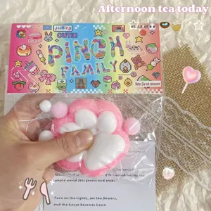 Weiches beflocktes Silikon-Katzenpfoten-Squishy-Spielzeug für langsamen Rückprall-Stressabbau